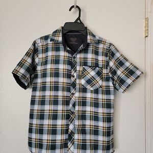 Nomad Short-Sleeve Plaid Button-Down Shirt - Green/White/Yellow